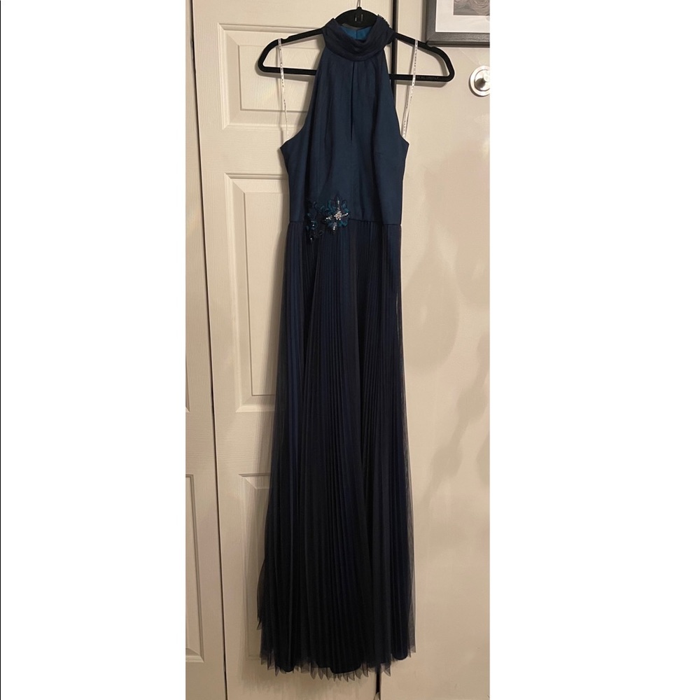 Kay Unger Blue Halter Gown